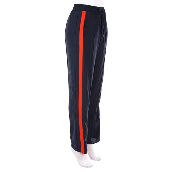 H&M Pants - H&M Navy Blue Red Side Stripe Wide Leg Pants Trousers Sz 6 Drawstring Ankle Zip